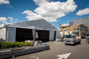 Lower Hutt, NEW ZEALAND -December 09: Pop up New World supermarket in response to earthquake, December 09, 2016 in Wellington, New Zealand. (Photo by Elias Rodriguez/ http://marktantrum.com)